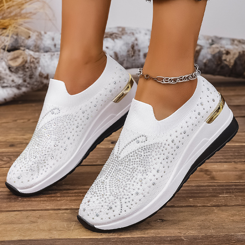 Zapatillas deportivas sin cordones para mujer con strass y motivo de mariposas