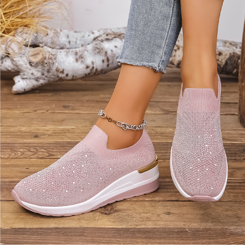 Zapatillas deportivas sin cordones para mujer con strass y motivo de mariposas