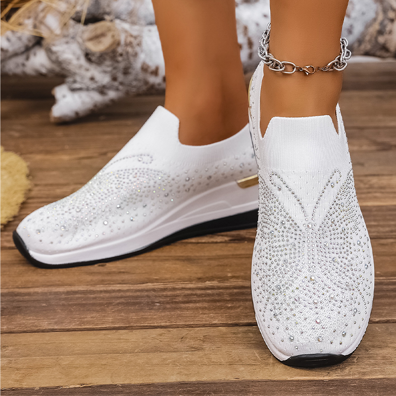 Zapatillas deportivas sin cordones para mujer con strass y motivo de mariposas