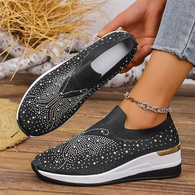 Zapatillas deportivas sin cordones para mujer con strass y motivo de mariposas