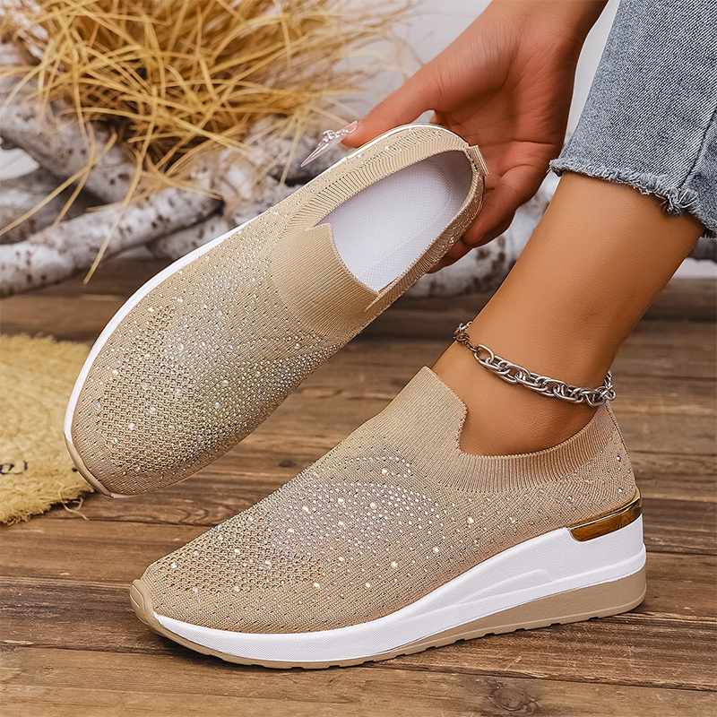 Zapatillas deportivas sin cordones para mujer con strass y motivo de mariposas