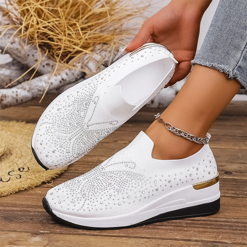 Zapatillas deportivas sin cordones para mujer con strass y motivo de mariposas