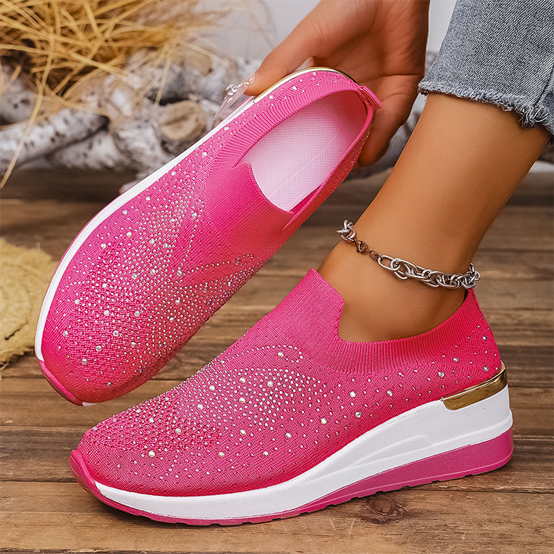 Zapatillas deportivas sin cordones para mujer con strass y motivo de mariposas