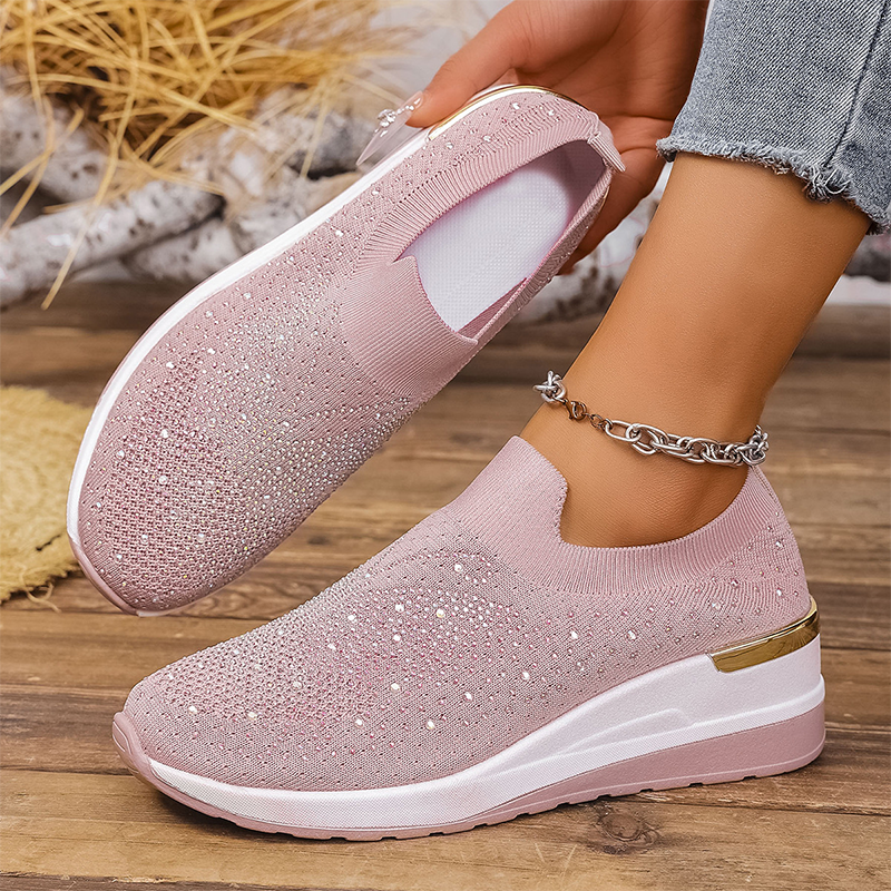 Zapatillas deportivas sin cordones para mujer con strass y motivo de mariposas