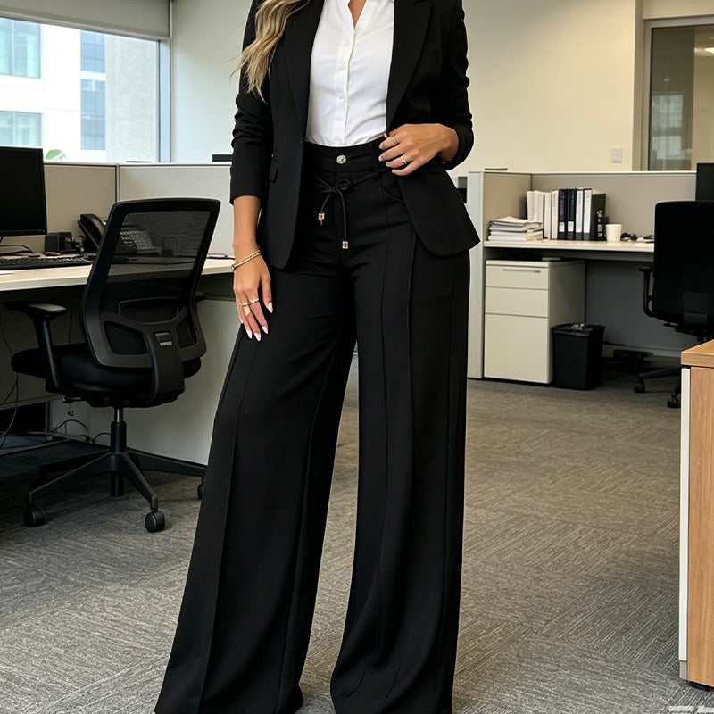 Pantalón de cintura alta y pierna recta – Costura en la parte delantera, elástico en la parte trasera y corte favorecedor – Perfecto para un look elegante de diario 🌿