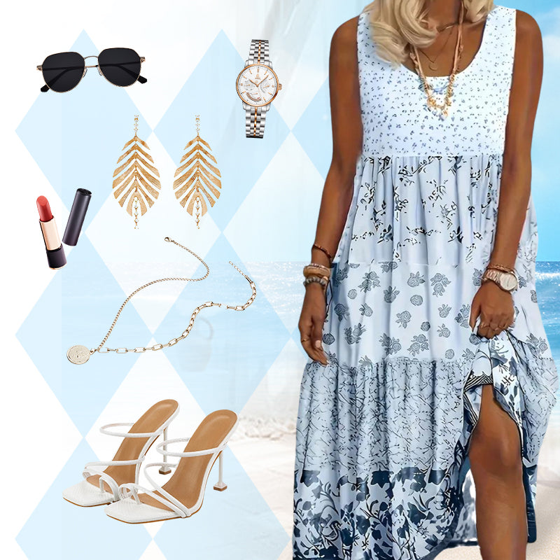 Vestido de mujer sin mangas de estilo bohemio