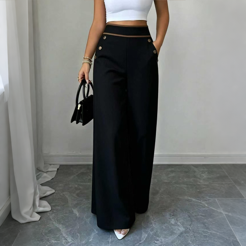 Pantalones de mujer con cintura extra alta y ribetes en contraste