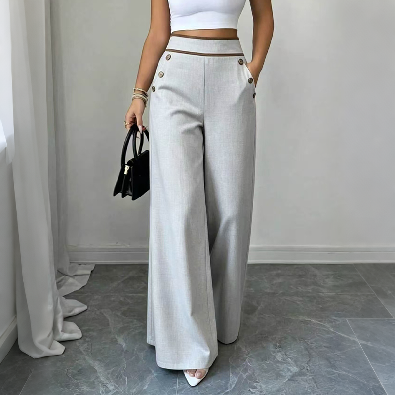 Pantalones de mujer con cintura extra alta y ribetes en contraste
