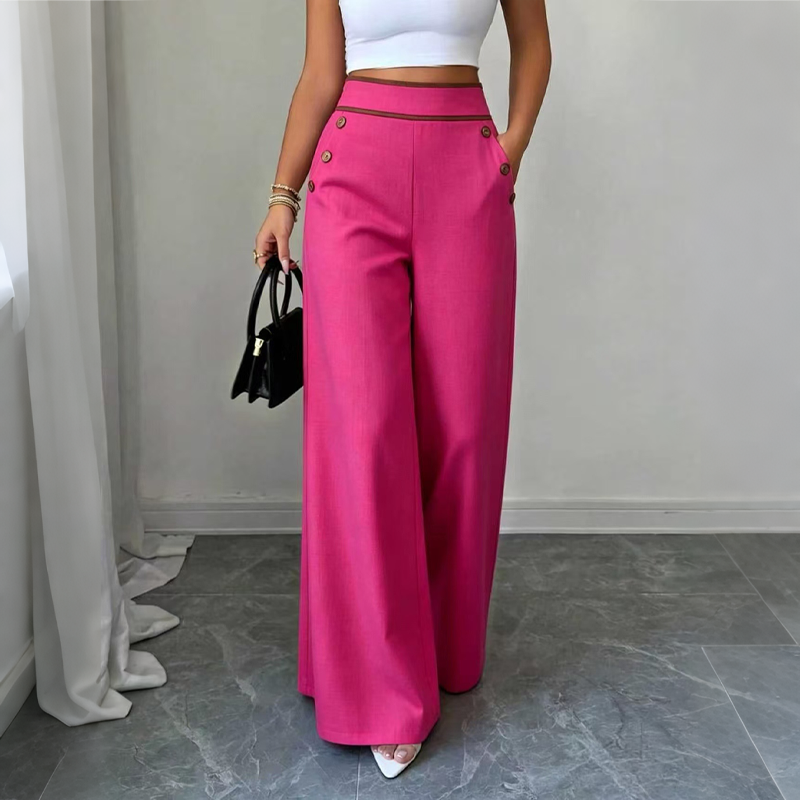 Pantalones de mujer con cintura extra alta y ribetes en contraste