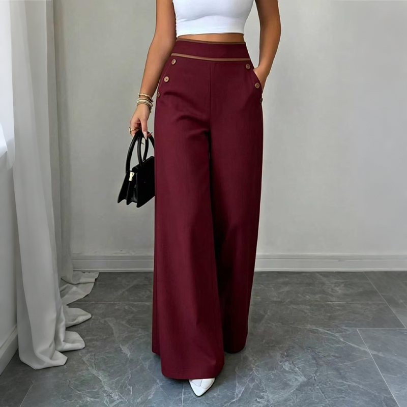 Pantalones de mujer con cintura extra alta y ribetes en contraste