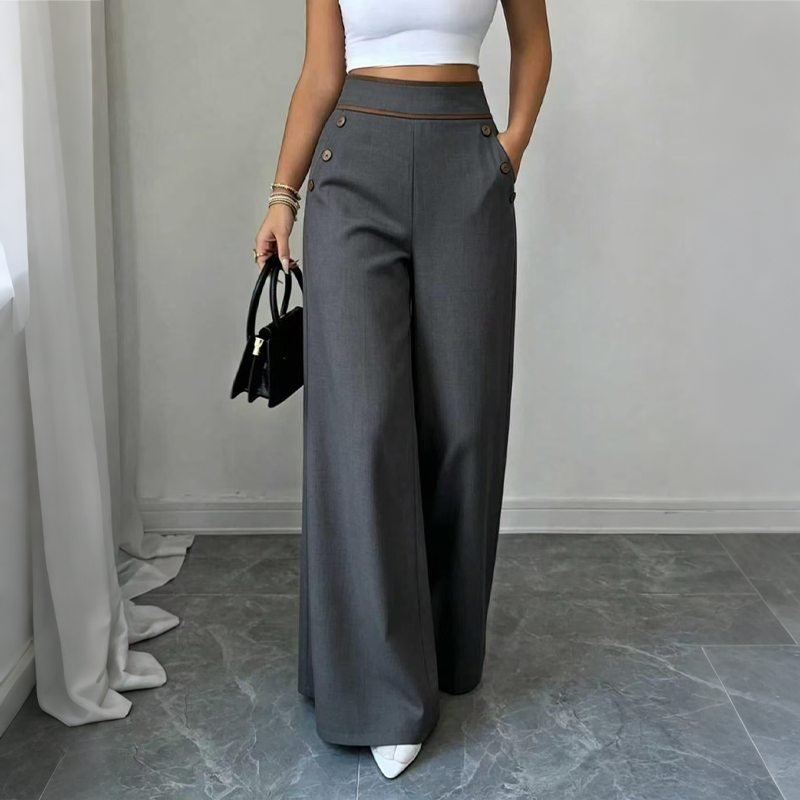 Pantalones de mujer con cintura extra alta y ribetes en contraste