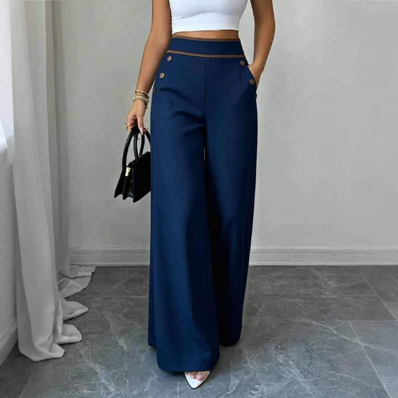 Pantalones de mujer con cintura extra alta y ribetes en contraste