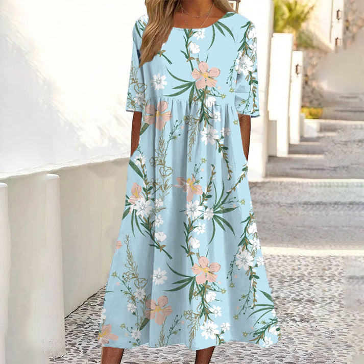 Saadia - Vestido estampado de manga corta con bolsillo
