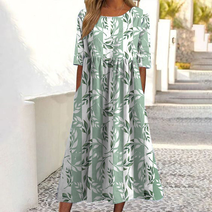 Saadia - Vestido estampado de manga corta con bolsillo
