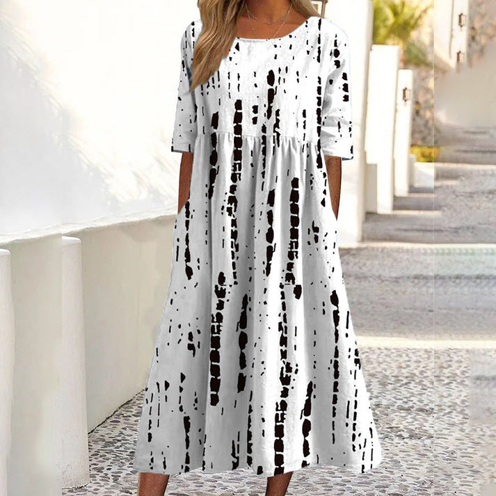 Saadia - Vestido estampado de manga corta con bolsillo
