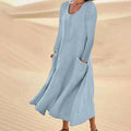 Vestido clásico liso de tejido natural – estilo atemporal para cualquier ocasión