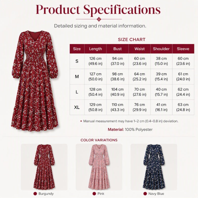Vestido de mujer con estampado floral, escote en V, cintura fruncida y volantes