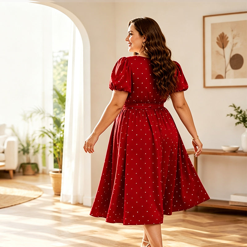 Vestido de lunares en tallas grandes para mujer