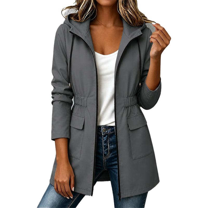 Chaqueta impermeable con capucha para mujer