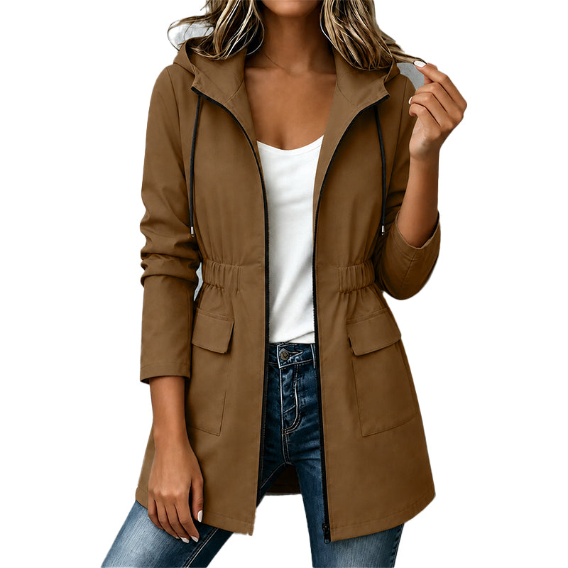 Chaqueta impermeable con capucha para mujer