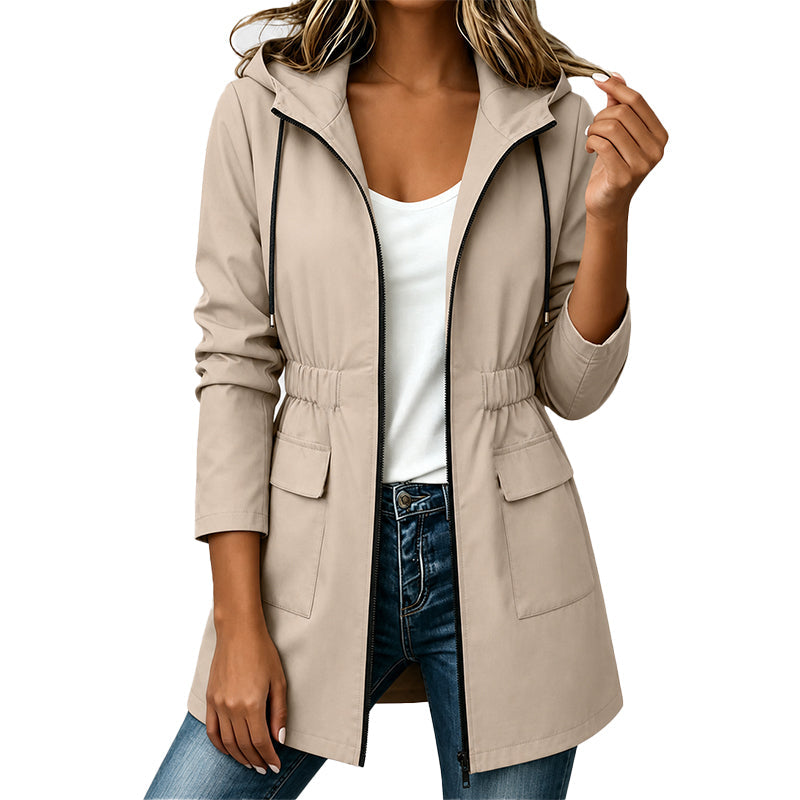 Chaqueta impermeable con capucha para mujer