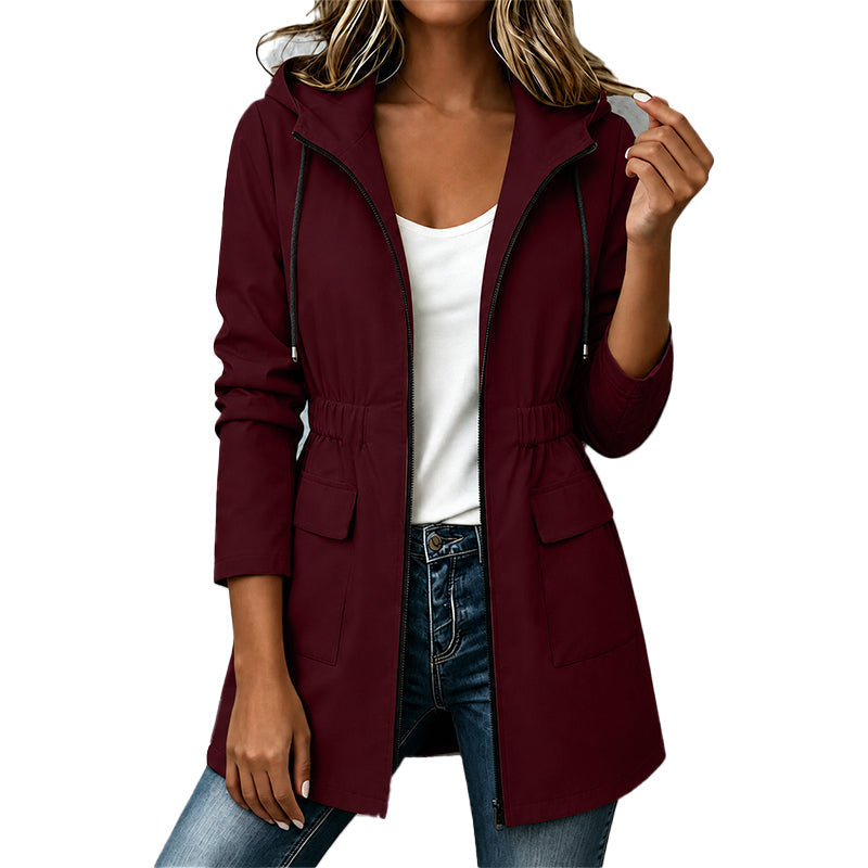 Chaqueta impermeable con capucha para mujer