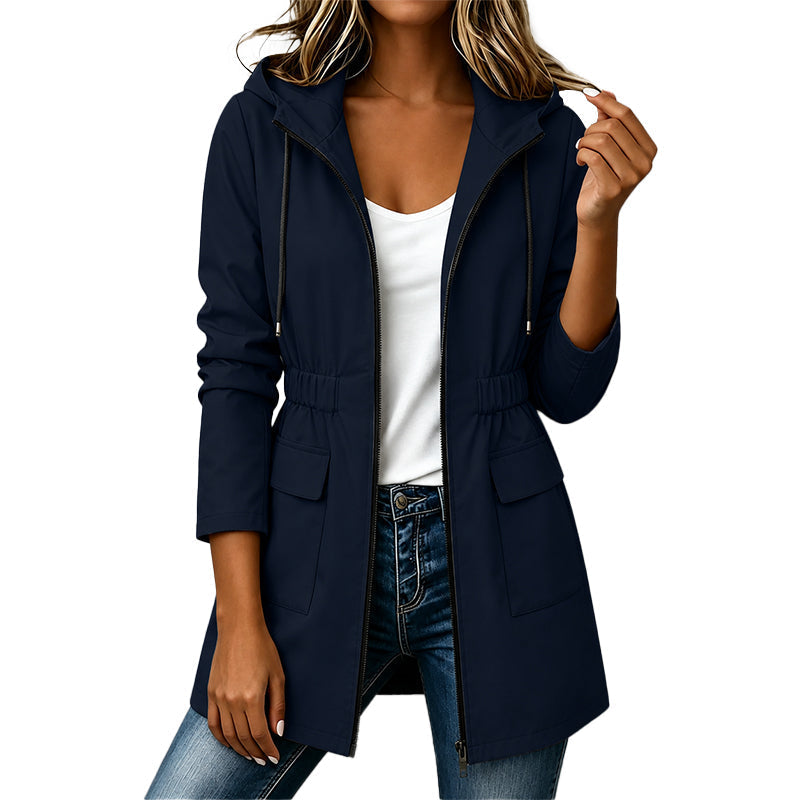 Chaqueta impermeable con capucha para mujer
