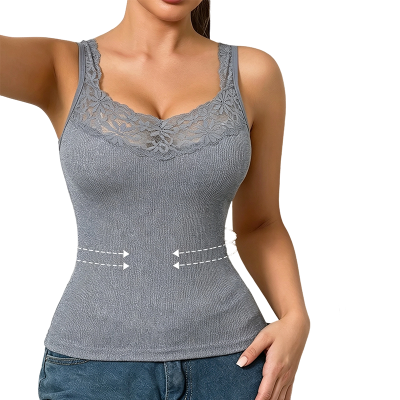 Camiseta de tirantes para mujer con encaje, en tallas grandes, entallada
