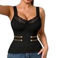 Camiseta de tirantes para mujer con encaje, en tallas grandes, entallada