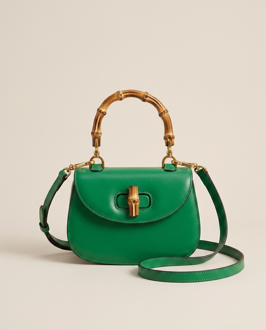 Bolso con Asa Superior y Detalle de Bambú